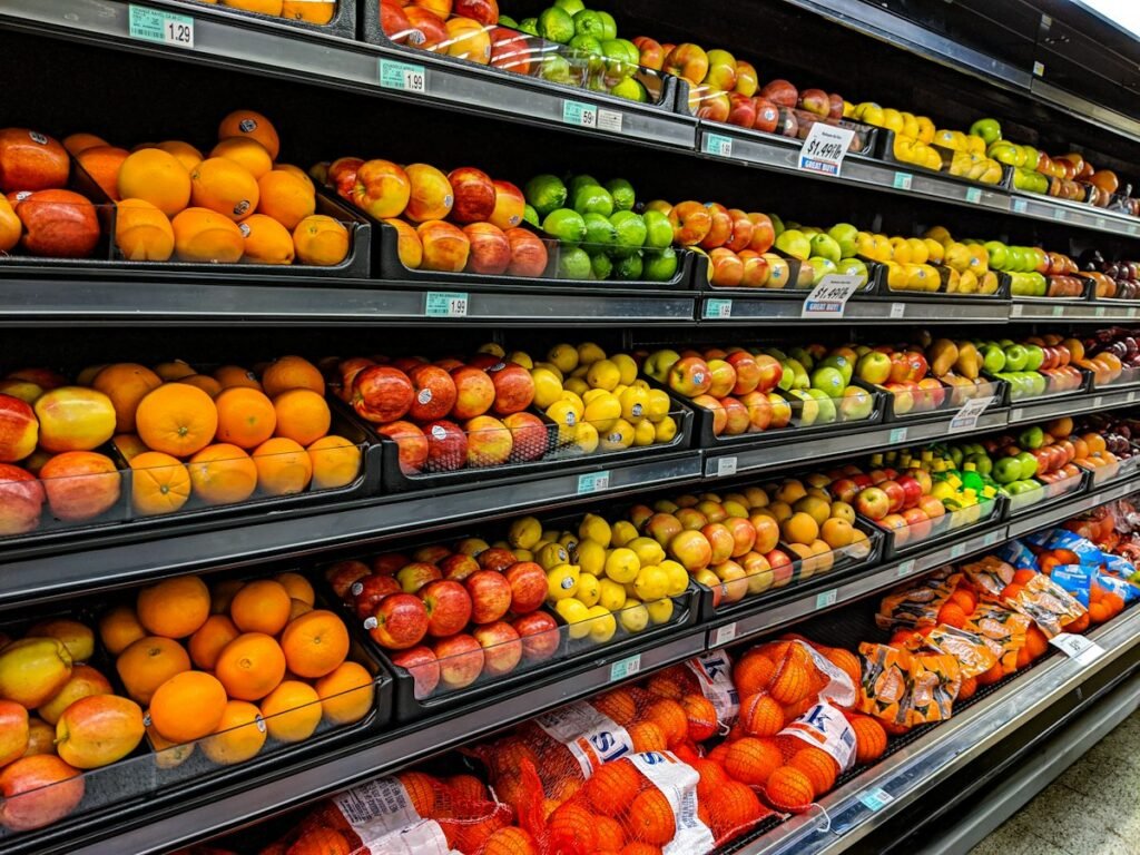 Fresh produce in grocery store